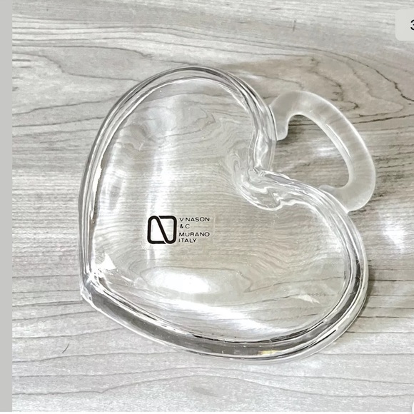 V Nason & Co. Murano Italy Crystal Heart Dish - Picture 3 of 6